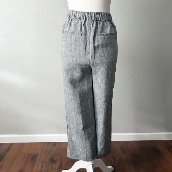 Chico’s Size 1.5 Gray Linen Crop Wide Leg Satin Drawstring Pants women’s size 10 - Picture 4 of 11